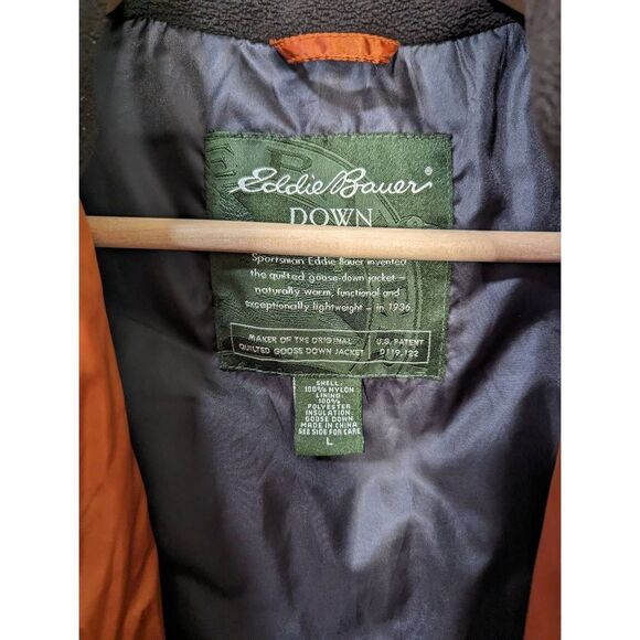 Eddie Bauer Copper Goose Down Chevron Quilted Zip Up Vest - Size L - Picture 7 of 8